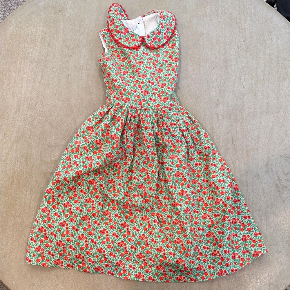 Seesaw Society Girls' Floral Dress with Red Trim
